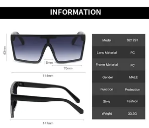 Detailed sizing guide showing frame dimensions for square semi-rimless sunglasses