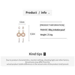 Detailed size specifications for alloy and pearl hollow geometric drop earrings set