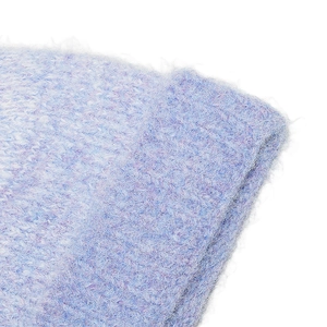 Detailed macro shot of soft lilac mohair knit fabric showing fuzzy texture and fibers