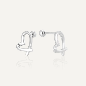 925 Sterling Silver Irregular Heart Stud Earrings For Women White Gold Plated Minimalist Loving Heart Earrings Jewelry Gift