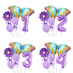 Ensemble détaillé de ballons papillon en aluminium et décorations de fête numérotées