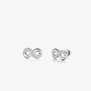 Infinity Symbol Stud Earrings 925 Sterling Silver Micro Inlaid Cubic Zirconia Minimalist Elegant Jewelry For Women