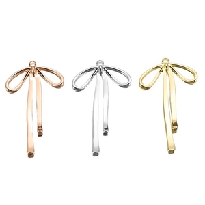 Bow-shaped 18K gold plated metal jewelry pendants in rose gold, silver, and gold finishes