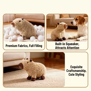 Jouet sonore capybara en peluche marron douce pour divertissement des chiens