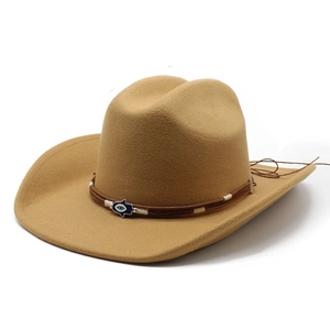 Western Cowboy Hut Wollfilz Breite Krempe Hamsa Hand Böser Blick Charme Ethnisch Retro Fedora Für Herren Damen Outdoor