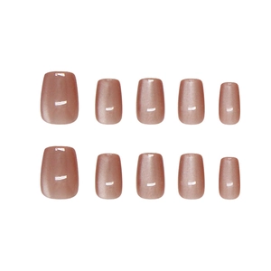Set unghie finte Cat Eye rosa malva con finitura brillante e forma quadrata corta classica