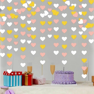 Heart Shaped Garland Glitter Paper Hanging String Decoration For Valentine Day Wedding Birthday Party Romantic Decor