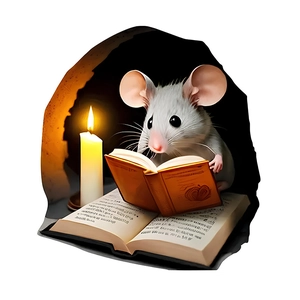 3D Wandaufkleber mit niedlicher Maus die beim Kerzenschein liest für die Heimdekoration