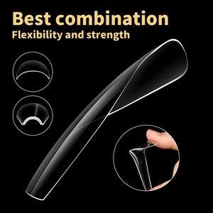 5XL ultra long clear French nail tips set with flexible C-curve and strong material