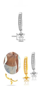 Détails de piercings de nombril papillon en titane sertis de zircons étincelants
