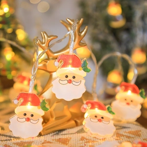 Acrylic LED Christmas String Lights Warm White Battery USB Solar Powered Santa Snowman Tree Cane Pattern Festive Home Decor Hanging Atmosphere Lighting
