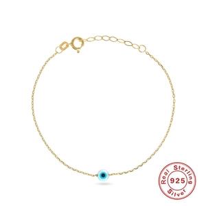 925 Sterling Silver Evil Eye Bracelet For Women Gold Plated Enamel Zirconia Geometric Chain Bracelet Fashion Jewelry Gift