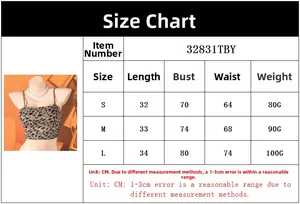 Tableau des tailles pour crop top léopard avec mesures buste et taille en cm