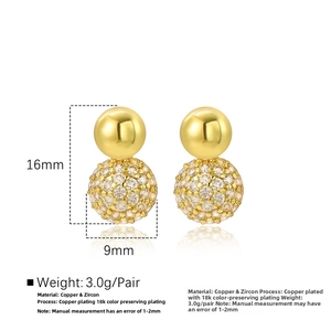 Details zu 16 mm Goldohrringen mit Mikro-Zirkon-Einlage und 18 Karat Vergoldung