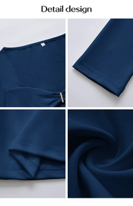 Detail view of Y2K knit top featuring deep V-neckline with gold metal hardware and stitching