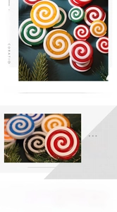 Detail of colorful swirl peppermint candy lollipop ornaments for Christmas tree decor