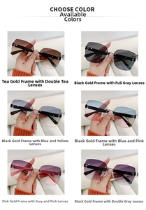 Detailed comparison of six rimless gradient sunglasses in various chic color options