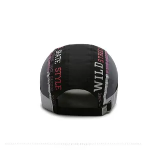 Rear view of quick-dry baseball cap with adjustable strap and street style print
