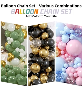 Three-style balloon arch kit with forest green, gold, and pastel pink color schemes