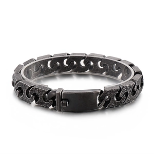 Bracelet punk en acier inoxydable pour hommes avec maillons en S et finition vintage