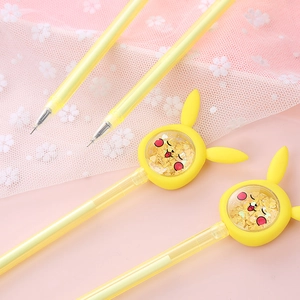 Creative cartoon gel pens with sparkling golden sequins and extra refills for students