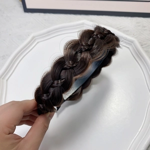 Dark brown fishtail braided headband with non-slip teeth for women hair styling