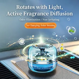 Solar Powered Rotating Car Aromatherapy Air Freshener Ornament ABS Plastic Odor Eliminator Auto Interior Accessories