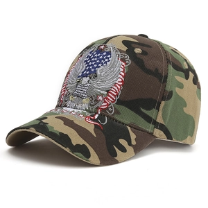 Classic jungle camouflage baseball cap featuring American flag and eagle embroidery art
