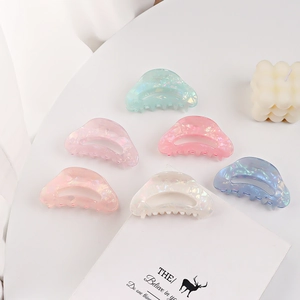 Pince À Cheveux Irisée En PVC Pince Requin Couleur Bonbon Accessoires De Coiffure Pour Femmes Filles Finition Mate Antidérapante
