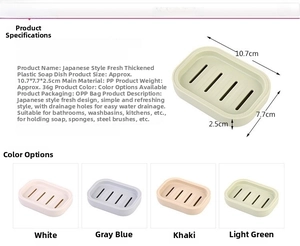 Dimensions techniques détaillées et options de couleurs pour le porte-savon avec drainage
