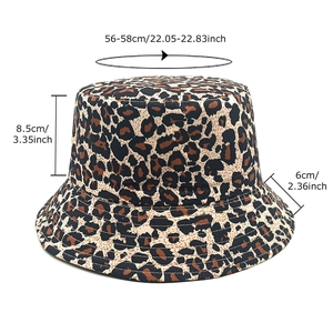 Classic leopard print bucket hat for sun protection with 56-58cm head circumference size