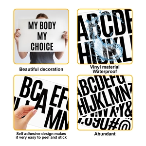 Macro detail of waterproof black vinyl 3-inch alphabet and number stickers set