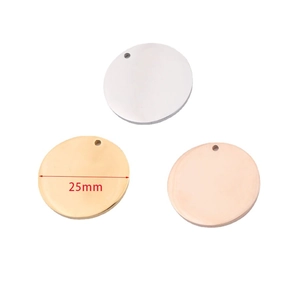 Polished stainless steel round blanks in silver gold and rose gold colors 25mm diameter