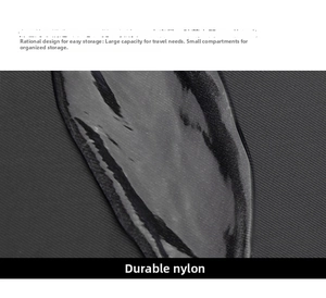 Detailed close-up of water-resistant nylon fabric with micro woven texture on black bag