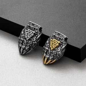 Détails de pendentifs patte d'ours viking avec symboles Valknut en acier argent et or