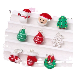 Pendentifs de Noël en émail avec sapin, Père Noël et bonhomme de neige pour bijoux DIY