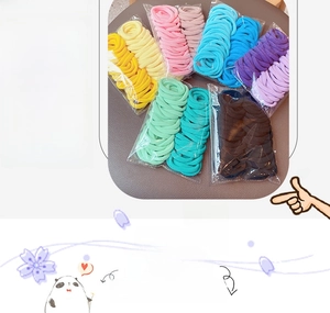 Close-up of seamless high-elastic hair ties in various candy colors showing high durability