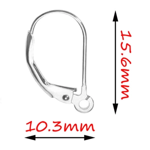 Detailed size specifications for 316 stainless steel earring hooks in silver finish