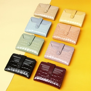 Short crocodile pattern wallets for women in eight colors with snap button closure