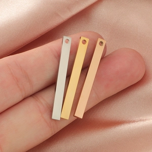 Polished stainless steel rectangular bar pendants in silver gold and rose gold finishes