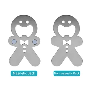 Gingerbread man metal bottle openers with and without magnetic backings