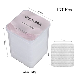 Macro detail of 170 honeycomb textured nail polish remover pads in a clear storage box