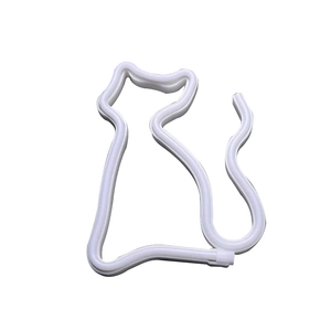 Cat-shaped LED neon sign with white flexible light strip for wall decor and holiday styling