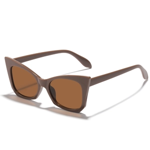 Occhiali da sole cat-eye retrò da donna in resina marrone scuro con protezione UV