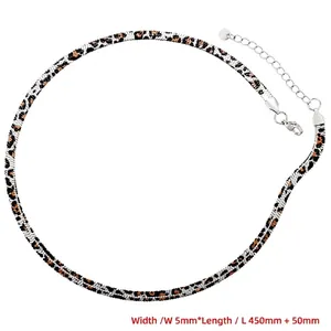 5mm leopard print stainless steel snake chain necklace with lobster clasp and extension