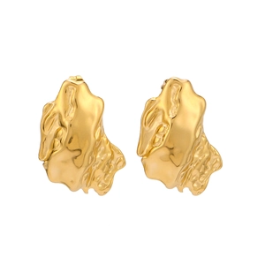 Irregular 18K gold plated stainless steel earrings with unique molten metal texture