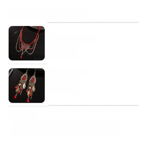 Detailed size and material info for vintage glass beaded butterfly tassel necklace and earrings
