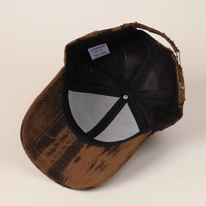 Retro tie-dye distressed baseball cap featuring vintage washed texture and soft cotton lining