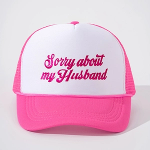 Trucker-Mütze in Pink und Weiß mit Stickerei Sorry about my Husband für Damen
