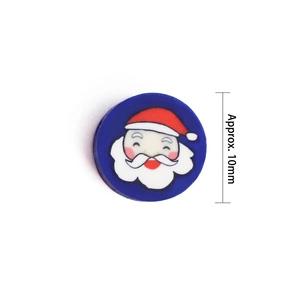Blue Santa Claus polymer clay round beads for DIY jewelry making crafts 10mm size